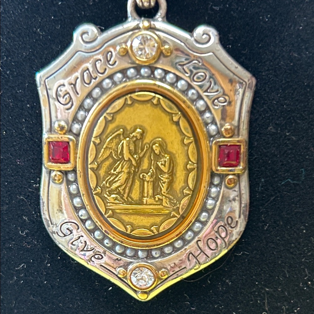 Brighton Gold and Silver Pendant with Red Accents with